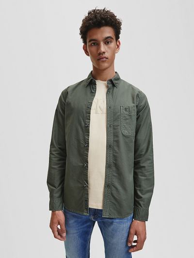 Calvin Klein Ruhák HU705336 | Calvin Klein Slim Oxford Cotton Férfi Ing MélyOlivazöld